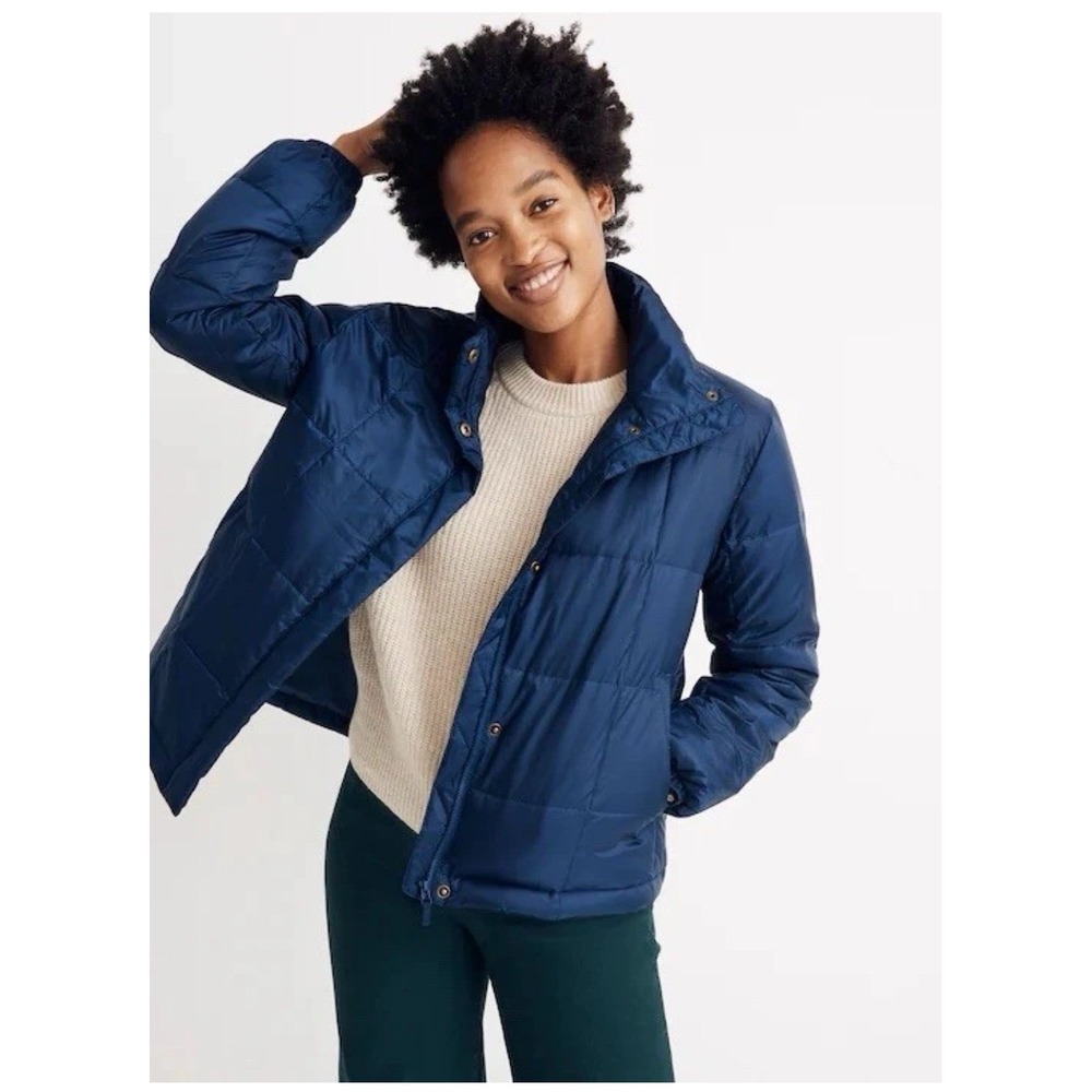 Madewell Puffer Jacket Womens XXS Navy Blue Excellent Quilted Travel Pillow